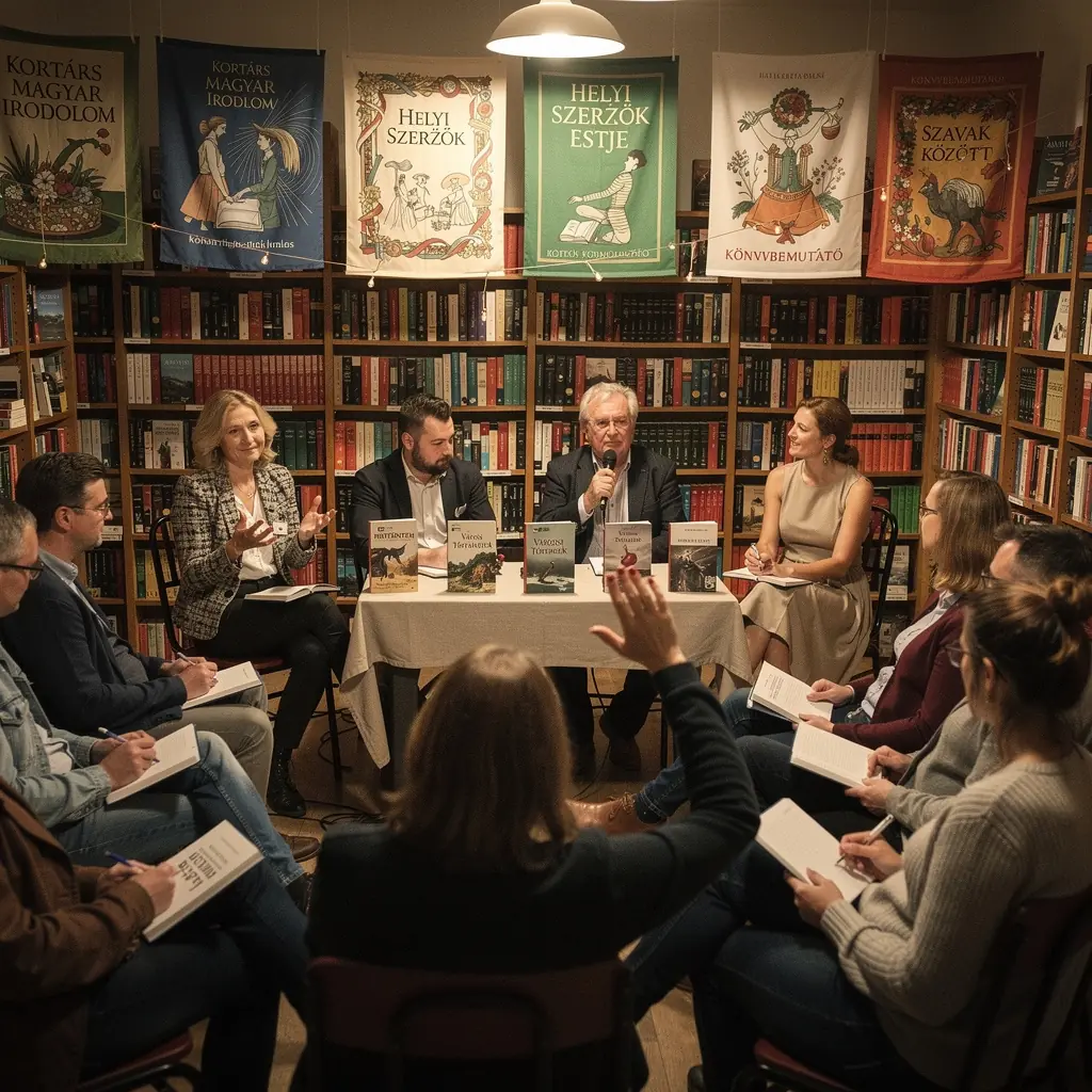 Könyvespolc tele népszerű regényekkel és irodalmi művekkel